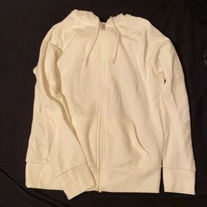 White zip up hoodie